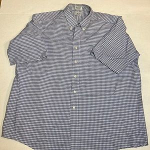 LL Bean Men’s Regular 18 Cotton Short Sleeve Blue Striped Button Down 71341